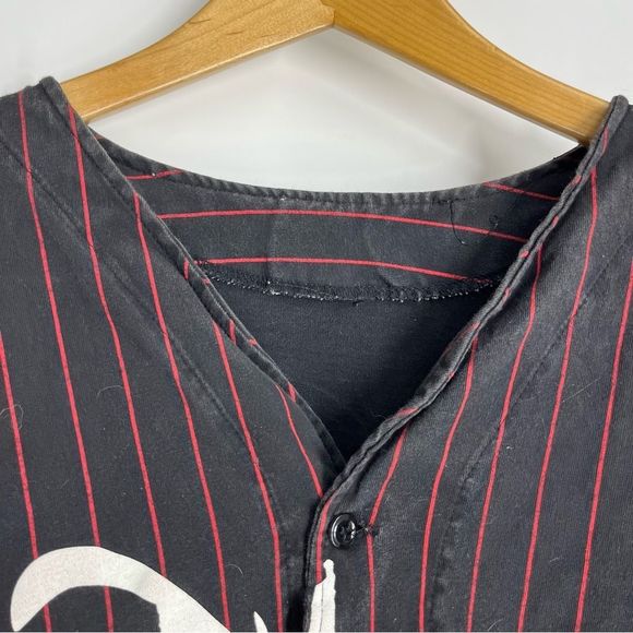The Rock Baseball Jersey Mens‎ Large Black Red Vintage Stripe The Great 1 Sporty - Picture 2 of 5